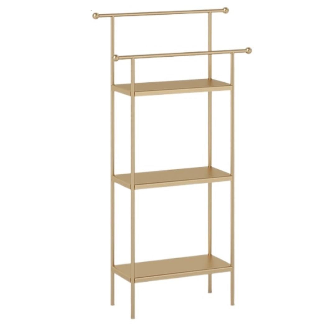 BOGAZY Towel Rail 3-Tier Towel Rack Free Standing Holder Stand Metal Blanket For Bathroom Laundry Room Freestanding(Gold)