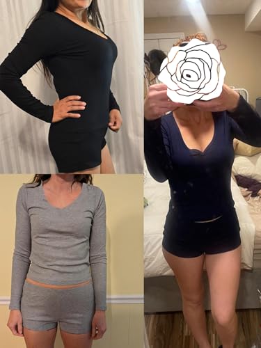 Image of Dressmine Sexy Pajamas Set for Women Spring Pj Lounge Sets 2 Piece Cute Sleepwear Long Sleeve V Neck Y2K Tops Shorts