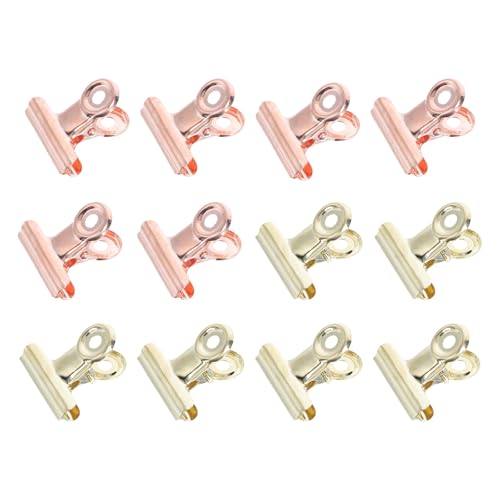 12 clips metálicos para uñas postizas color oro y rosa miniatura 1