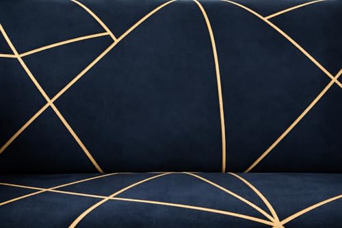 Image of Universal 3 Seater Sofa Cover Fully Covered Stretchable Spandex Non-Slip Elastic Slipcover | Soft Washable Fabric Sofa Protector for Living Room Furniture (Navy Geometric)