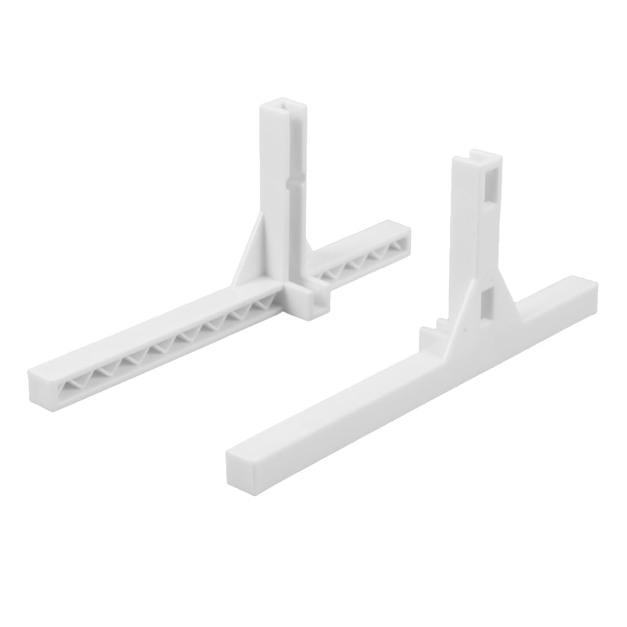 Healeved 2pcs White Plastic T-shaped Wire Grid Display Holder with Stable Base Legs Compatible Wire Wall Support Stand for Tabletop Office Bathroom Trade Shows Easy DIY Assembly