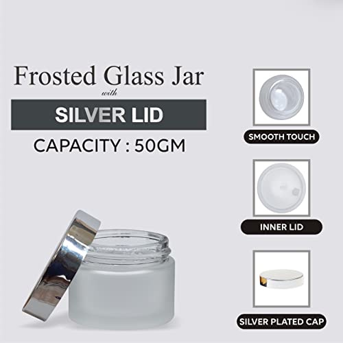Image of Zenvista Meditech 50gm Frosted Glass Jar With Silver Lid, Multipurpose (Pack of 3)