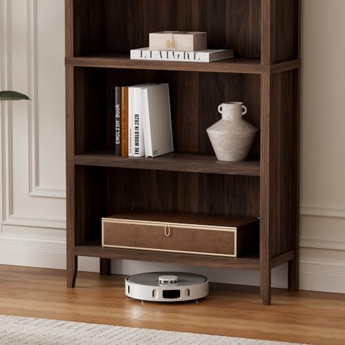 Image of EYYTHUNG 71 inch Tall Bookshelf, 5 Tiers Farmhouse Floor Standing Display Storage with Adjustable Shelf, Wooden Open Bookcase, Large Modern Book Storage Shelf, Brown