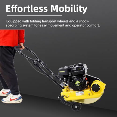 Plate Compactor,212CC 7 HP Gas Engine, 5500VPM Soil Compactor, 20X14\" in Plate Power Jumping Jack Tamper, Compaction Tamper for Asphalts, Paver Landscaping - compactadora de tierra (Yellow) - Thumbnail 3