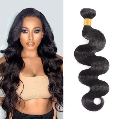Body Wave Brazilian Remy Human Hair Weave For Women Single Bundle Natural Black Hair Extensions Double Weft Body Wave Bundle 16 Inch