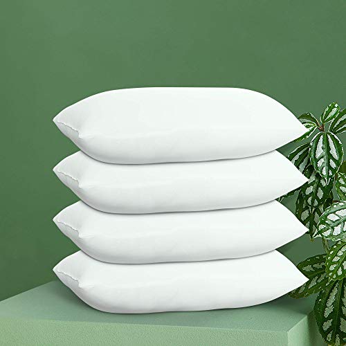 Acanva Square Premium Throw Pillow Inserts with Microfiber Filled, Lumbar Support Decorative Stuffer for Sofa Bed Couch & Chairs, 12x20(4 Count), White - Thumbnail 5