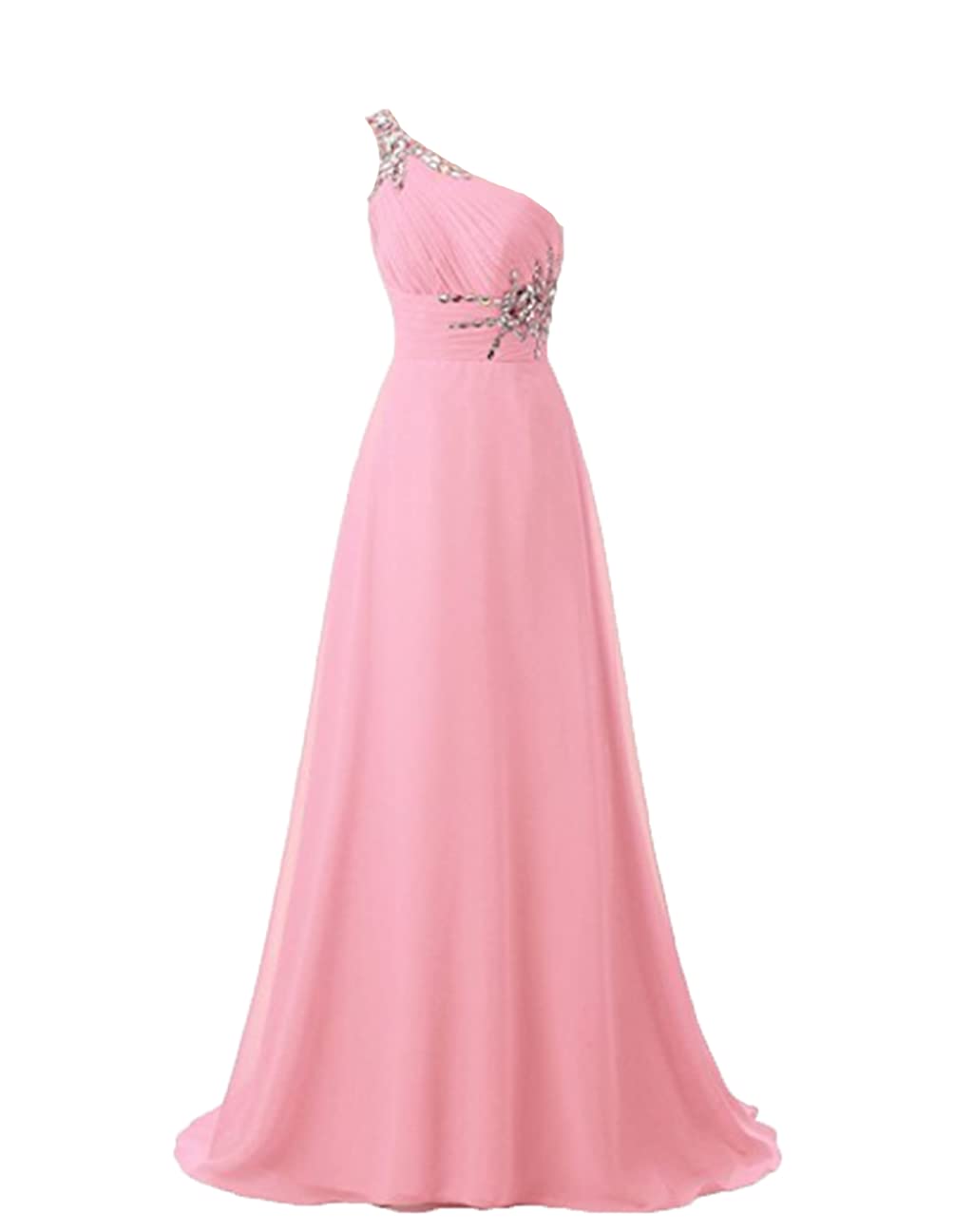 ANGELA Women's One Shoulder Ombre Long Evening Prom Dress Wedding Party Gowns