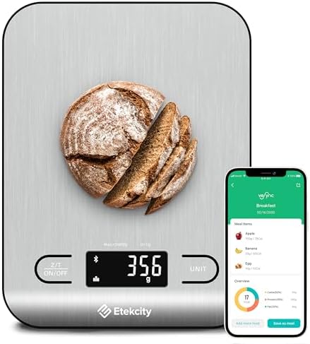 Etekcity Food Nutrition Kitchen Scale, Digital Grams and Ounces for Weight Loss, Baking, Cooking, Keto and Meal Prep, Large, 304 Stainless Steel