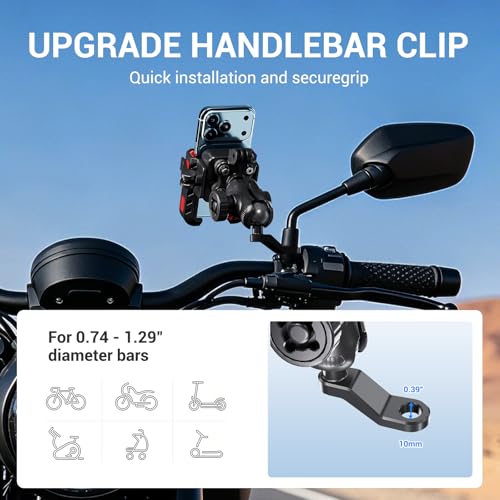 Image of EDYELL Mobile Holder for Bike,Motorcycle Phone Mount Holder, Anti-Theft, Anti-Vibration Dampener Mount,360 Adjustable for Motorcycle Bike ATV Scooter Fit 4.7 inch-7.2 inch Cellphone 12-M Warranty (YF303-B)