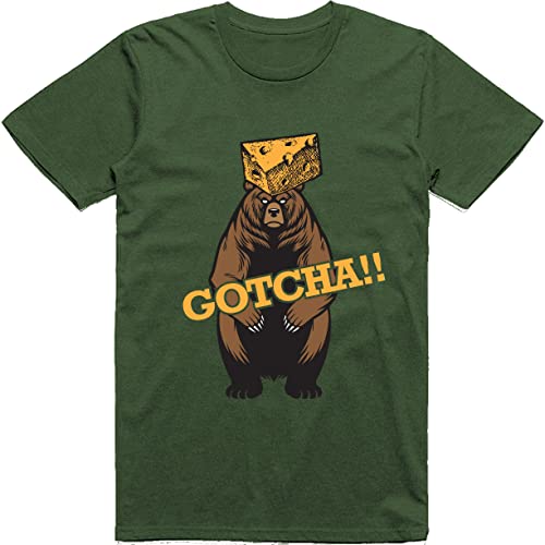 INKpressionists Green Bay Football Fans - Gotcha!! Cheesehead Bear Classic T-Shirt (XL, Forest Green)