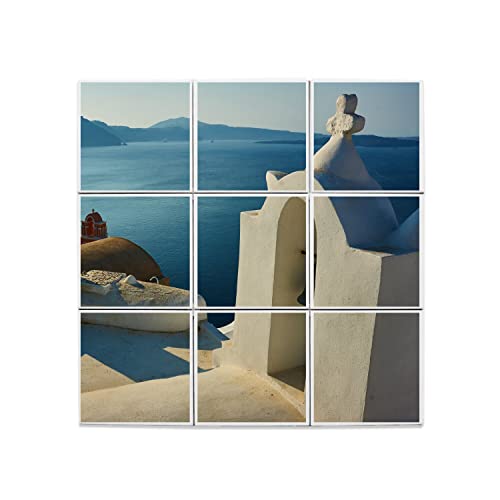 Carreaux céramique Santorin 20x20 cm fresque murale azur lot de 9