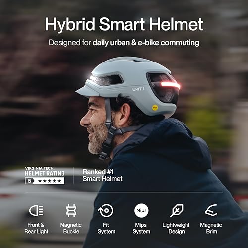 Image of AURA Smart E-Bike Helmet with MIPS Safety, NTA-8776 Certified for 28mph, Integrated 500 Lumen LED Lights, Crash Detection, Turn Signals and Automatic Brake Light