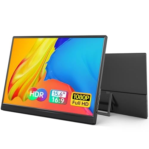 Yxk Portable Monitor 15.6 Inch 1080P USB-C HDMI Ultra-Slim Travel Monitor with Kickstand, for Laptop, PC, Mac Phone, PS, Xbox, Swich IPS Ultra-Thin Zero Frame Gaming Monitor