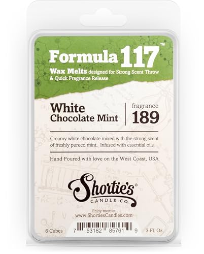 Shortie's Candle Company White Chocolate Mint Wax Melts - Formula 117-1 Highly Scented 3 Oz. Bar - Made with Natural Oils - Bakery & Food Air Freshener Cubes Collection