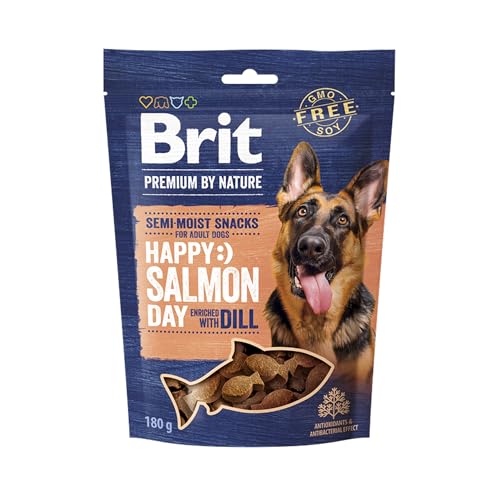 Brit Premium by Nature Dog - Snack semi-umido con salmone e aneto, per la digestione e il sistema immunitario, 180 g