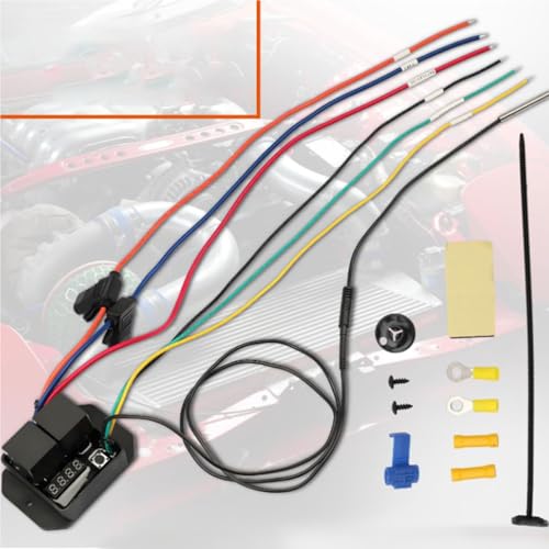 Interruttore Digitale Ventola del Radiatore, Temperatura Regolabile 12 Volt e 24 V Controller per Ventole Radiatore Digitali a Display, Kit Relè Ventola Elettrica Doppia per 0444
