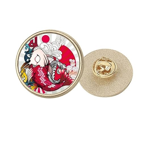 Broche de clip Art Fish Koi Japón de metal dorado elegante tamaño mediano