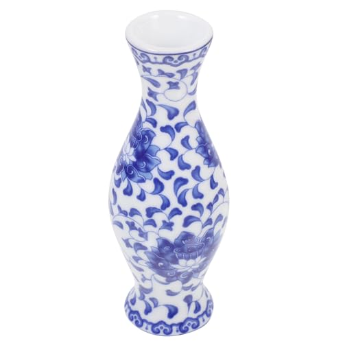 Wakauto Hand-Painted Chinese Style Blue and White Porcelain Flower Vase, Ceramic Desktop Plants Container for Home Decoration, Creative Art Vase for Fresh Flower Arrangement