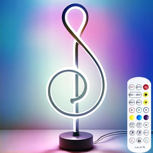 Ruspela Lampada da tavolo moderna con controllo app note musicali RGB dimmerabile lampada da scrivania con sincronizzazione musicale telecomando luce camera da letto, lampade da comodino a LED per