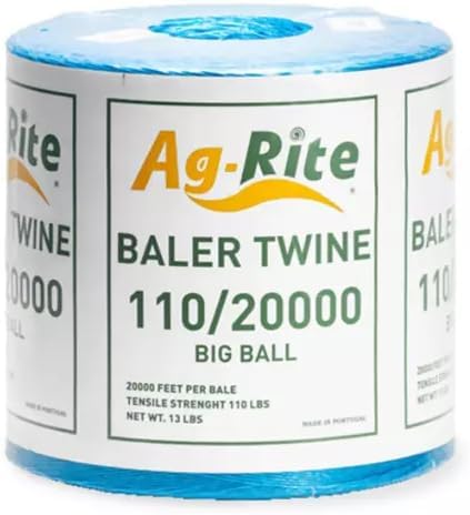 Baling Twine, Poly Propylene 110 Pound Knot Strength and 20,000 Foot Length, Single Spool, Crop Baling, Commercial Bundling 2 Pack(Blue)