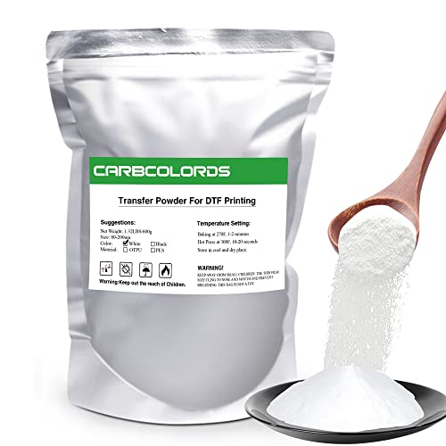Carbcolords DTF Transfer Powder Hot Melt Adhesive Powder for Direct to Film Printing Fine Grain Heat Transfer Powder for Inkjet DTF Works with PET Film & DTF Ink White DTF Powder