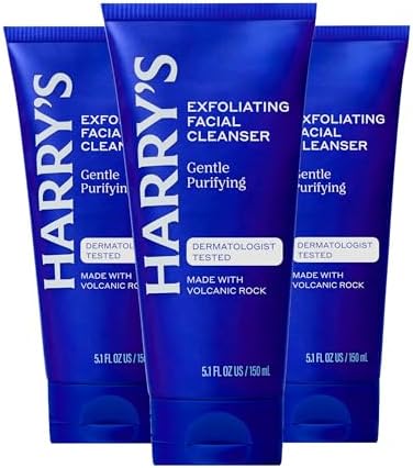 Harry's Exfoliating Face Wash for Men - 5.1 fl oz (3 Pack) | Gentle Facial Skin Care Products with Volcanic Rock Exfoliant - Dermatologist Tested