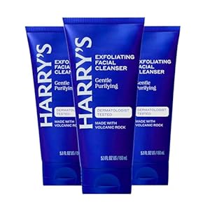 Harry’s Exfoliating Face Wash for Men, Gentle Facial Skin Care Products with Volcanic Rock Exfoliant, Dermatologist Tested, 5.1 Fl. Oz, 3 Pack