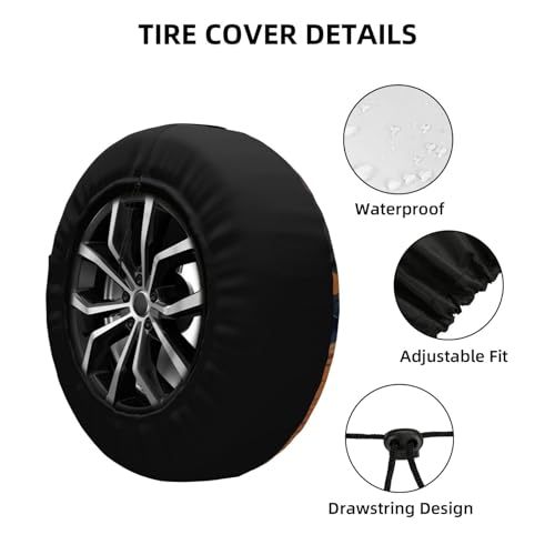 Image of Camping Spare Tire Cover Waterproof Tire Wheel Cover Dust-Proof Wheel Protector Fit for Trailer Rv SUV Truck Camper Travel Trailers Accessories (Camping)