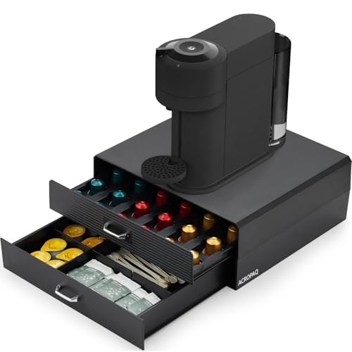 ACROPAQ Organisateur de Capsules de Café - 2 Tiroirs pour une Convenance Ultime - Simplifiez Votre Routine Café avec un Organisateur de Capsules de Café - Capsules de...