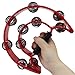 PHITUODA Tambourine Double Row, Metal Jingles Hand Held Percussion, Half Moon Tambourine for Kids/Adults/Party Kids-Red