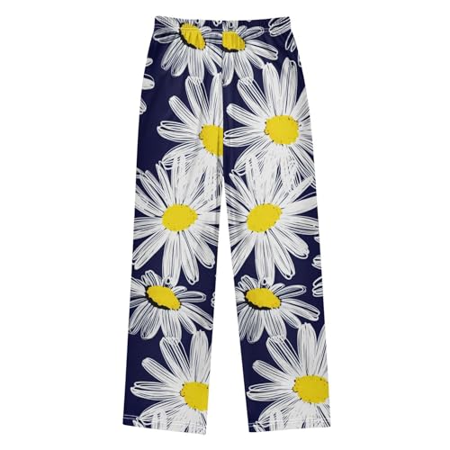 J JOYSAY Drawn Flowers Navy Pajamas Pants Soft Long Pajama Bottoms Lounge Sleep Pants Size S-XL2