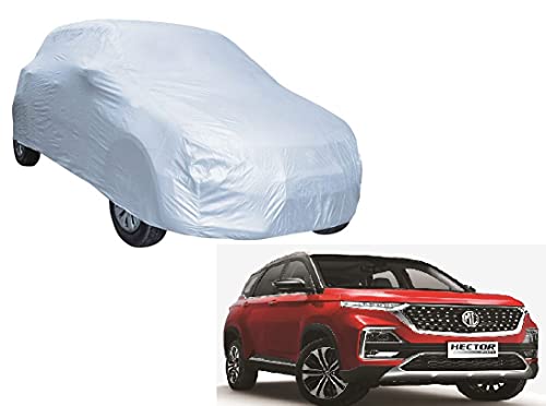 Image of Auto Hub Car Cover Compatible with MG Hector Plus with Weather Proof, Triple Stitched, MG Hector Plus Car Cover- Plain Silver