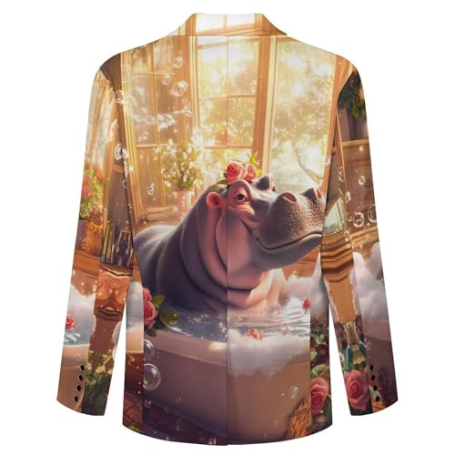 Bathroom Hippo Toilet Mens Blazer Lightweight Sport Coat Two Button Suit Jackets 5