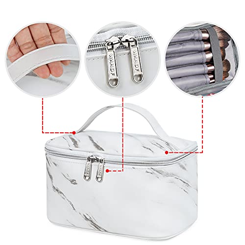 WANDF 3 Pieces Makeup Bag Toiletry Bag Portable Cosmetic Pouch Travel Organizer Water-resistant for Women (L - White… - Image 4