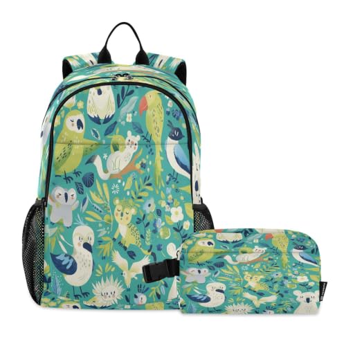 Sac à dos perroquet grand compartiment et pochette déjeuner