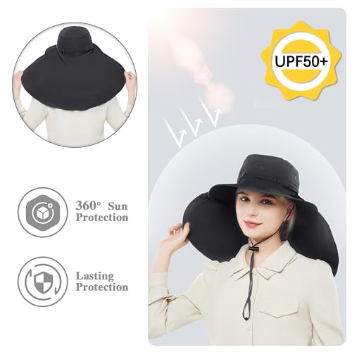 Image of Palmyth Head Net Hat, Sun Hat Safari Hat | UPF 50+, Removable Neck Flap, Water-Repellent, Wide Brim, Adjustable Chin Strap for Fishing and Gardening