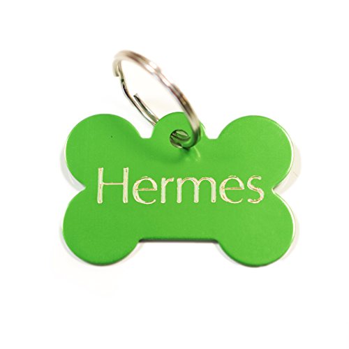AtooDog Medaglietta Verde per Cane a Forma di Osso (4cm x 2,5cm)