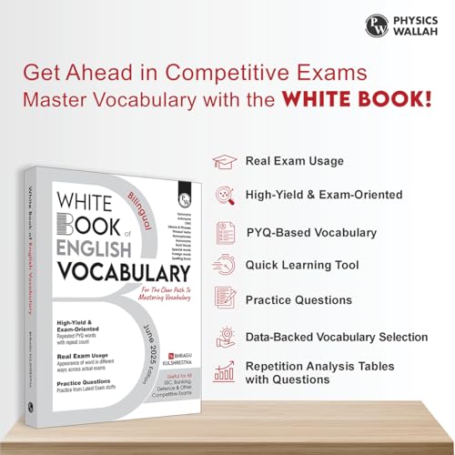 Image of PW White Book of English Vocabulary June 2025 Edition By Bhragu Sir For SSC CGL, CHSL, MTS, CPO, GD, Banking, Defence, Teaching & Other Competitive Exams (Bilingual) [Paperback] Bhragu Kulshrestha