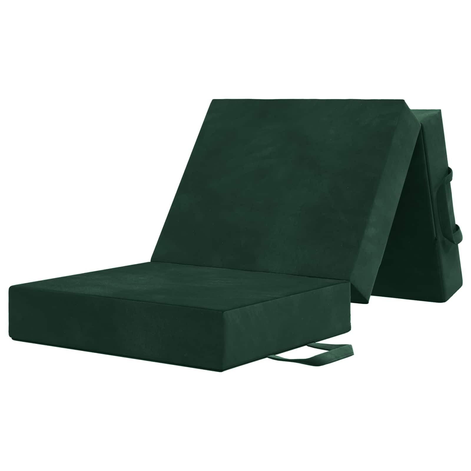 Sofa rozkładana 90 x 67 x 45 cm ciemnozielona pianka poliestrowa