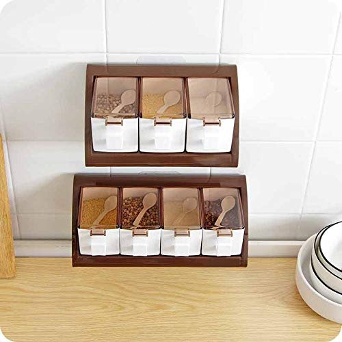 barattoli di stoccaggio Barattoli di spezie, barattoli di condimento Barattolo di spezie Scatola di condimento, 3/4Pcs Set Cucina Spice Storage Bottiglia, Barattoli Trasparente Sale Pepe