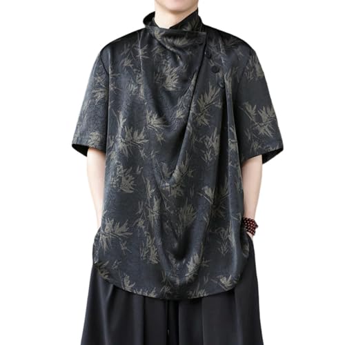 Chemise soie glacée homme au design col montant haut de gamme