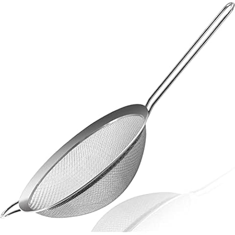 Sieve Strainer Stainless Steel Wire Mesh Kitchen Cooking Flour Sieve Tea Strainer , Rust Free , Dishwasher Safe Fine Colander Drainer for Sifting Dry Ingredients, Flour, Pastas, Rice, Tea Cover