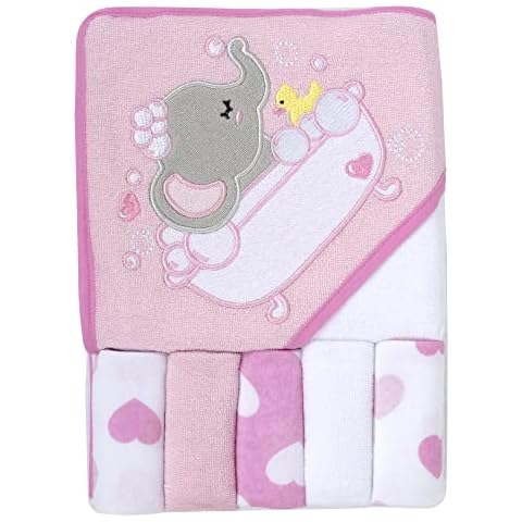 Baby Hooded Towel and Washcloth Set for Infants, Boys and Girls 6-12 Months (Effervescent Elephant) Cover