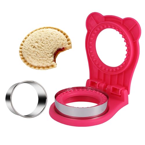 BOSIDETOOL Taglierina per sandwich e sigillante, per panini per bambini, per il pranzo dei bambini, facile da usare come portapranzo scolastico e Bento Box, colore rosso rosa