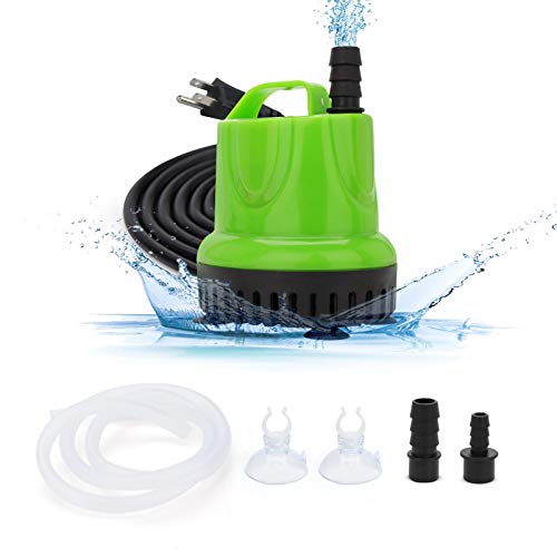 GROWNEER 160GPH Aquarium Water Pumps 10W Ultra Quiet Fountain Circulation Submersible Pump, 600L/H, with 3.9 Ft High Lift, 2 Nozzles, 3.3 Ft Tubing for Aquarium, Fish Tank, Pond, Hydroponics, Statuary