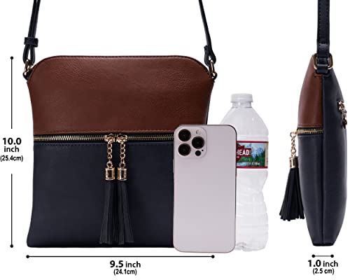 Image of Solene Womens Lightweight Medium Crossbody Purse with Tassel, Perfect Size Crossbody Bags for Daily Use, travel