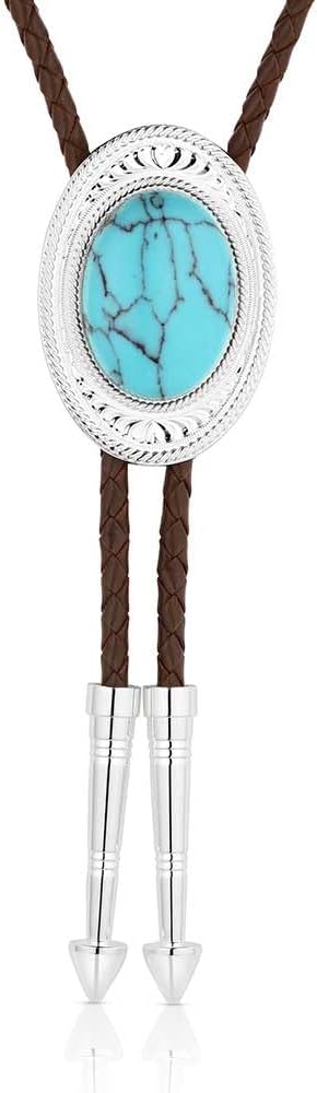 Montana Silversmiths Western Lifestyle Braided Leather Cord Silver Finished Arrow Pointed Tips Southwestern Style Bolo Tie