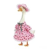 Porch Goose Outfits for 23" H Statue, Cute and Adorable Porch Goose Clothes Includes Floral Hat and Floral Skirt, Summer Outdoor Decor for Lawn Patio Yard Decoration (Pink)