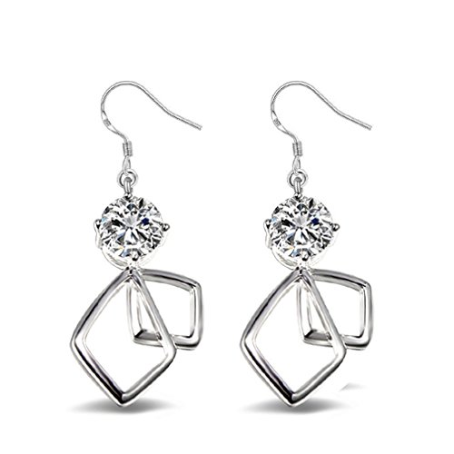 wiftly Pendientes Colgantes Mujer Chica 925 plata de ley Largo unregelmäßig línea con circonitas Ohrhänger