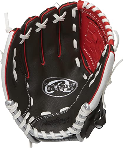 Rawlings Unisex Adult 10" | Ages 5-7 Rawlings Players 10 Inch Youth Baseball Glove, Dark Shadow/Red/White, Us #TOP2